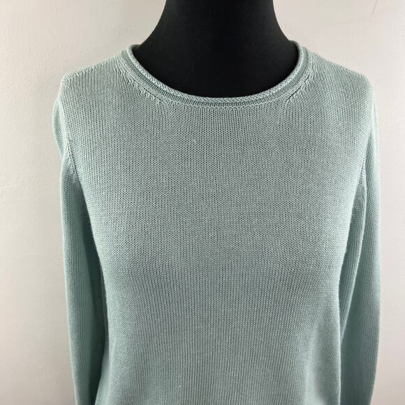 EILEEN FISHER Green Jewel Neck Pullover Sweater Organic Cotton Knit Size XXS - Picture 4 of 10